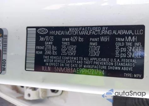 2023 Hyundai Tucson Sel z USA, uszkodzony, nr VIN 5NMJB3AE9PH221794